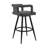 Armen Living Barstool Armen Living - Gabriele 26" Gray Faux Leather and Brushed Stainless Steel Swivel Bar Stool | LCGBBABSGR26