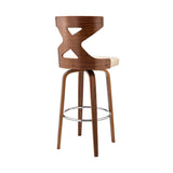 Armen Living Barstool Armen Living | Gayle 30" Swivel Cross Back Cream Faux Leather and Walnut Wood Bar Stool | LCGGBAWACR30