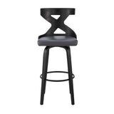 Armen Living Barstool Armen Living | Gayle 30" Swivel Cross Back Grey Faux Leather and Black Wood Bar Stool | LCGGBABLGR30