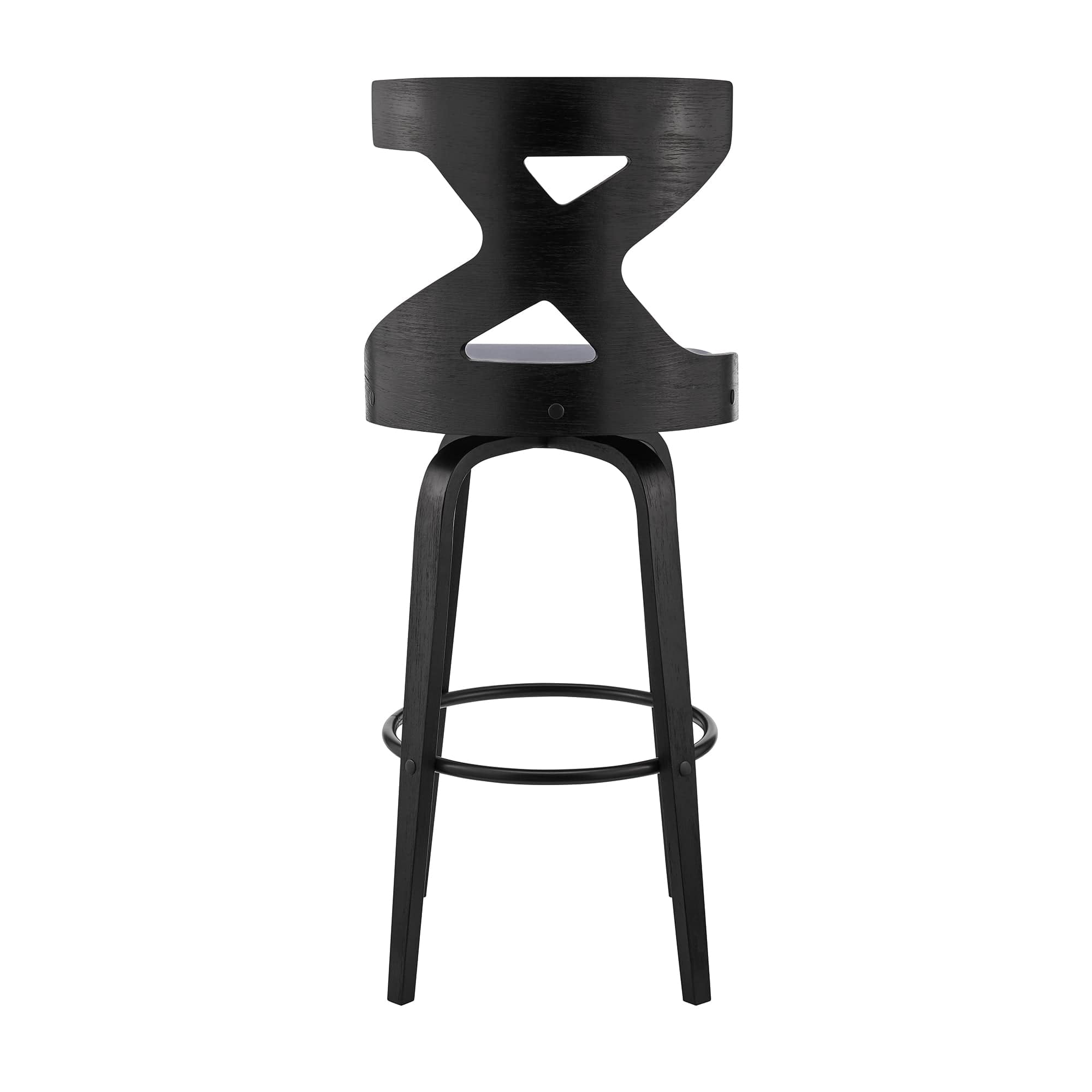 Armen Living Barstool Armen Living | Gayle 30" Swivel Cross Back Grey Faux Leather and Black Wood Bar Stool | LCGGBABLGR30