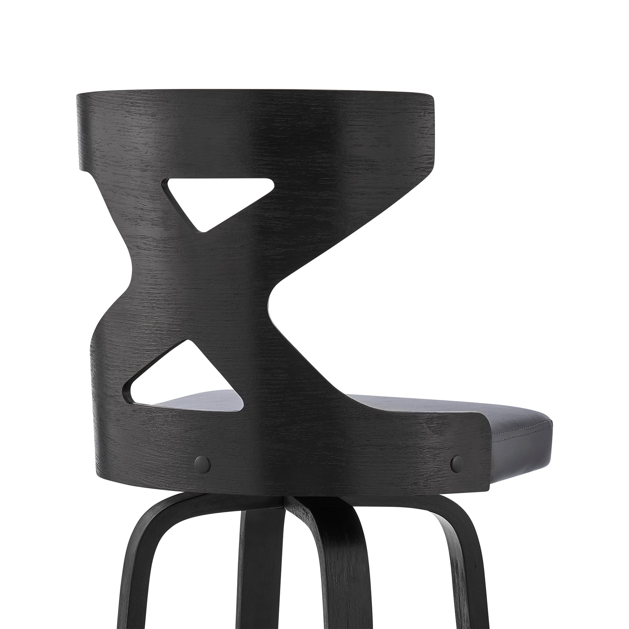 Armen Living Barstool Armen Living | Gayle 30" Swivel Cross Back Grey Faux Leather and Black Wood Bar Stool | LCGGBABLGR30