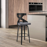 Armen Living Barstool Armen Living | Gayle 30" Swivel Cross Back Grey Faux Leather and Black Wood Bar Stool | LCGGBABLGR30