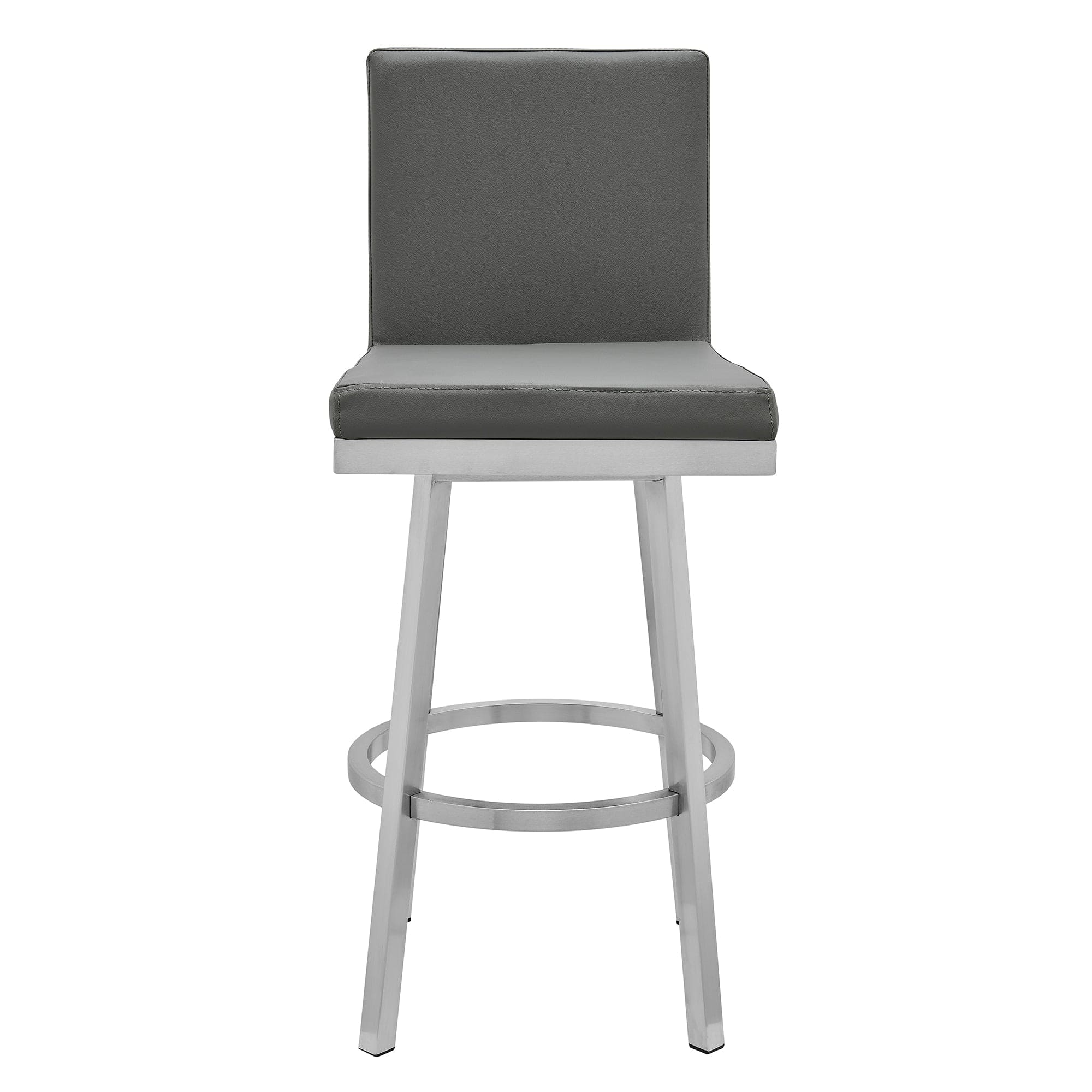 Armen Living Barstool Armen Living - Gem Swivel Modern Metal and Gray Faux Leather Bar and Counter Stool | LCGEBABSGR26