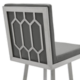 Armen Living Barstool Armen Living - Gem Swivel Modern Metal and Gray Faux Leather Bar and Counter Stool | LCGEBABSGR26