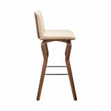 Armen Living Barstool Armen Living | Gerty 26" Swivel Cream Faux Leather and Walnut Wood Bar Stool | LCGYBAWACR26