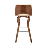 Armen Living Barstool Armen Living - Gerty 26" Swivel Cream Faux Leather and Walnut Wood Bar Stool | LCGYBAWACR26