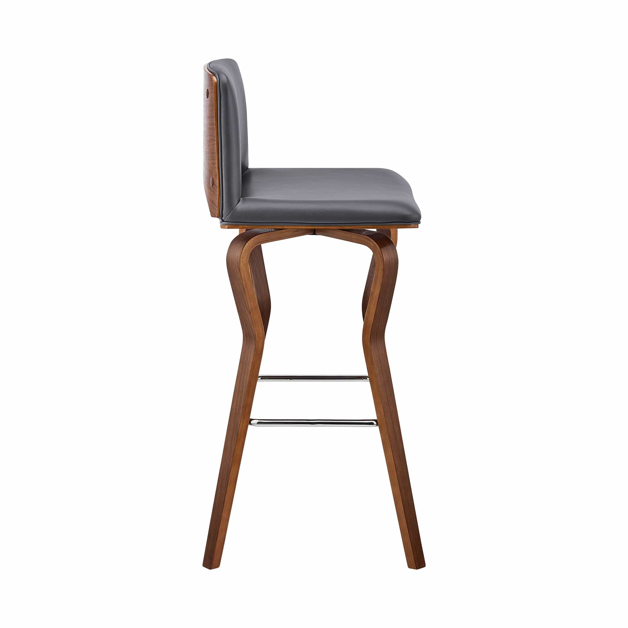 Armen Living Barstool Armen Living - Gerty 26" Swivel Cream Faux Leather and Walnut Wood Bar Stool | LCGYBAWACR26