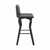 Armen Living Barstool Armen Living | Gerty 26" Swivel Grey Faux Leather and Black Wood Bar Stool | LCGYBABLGR26