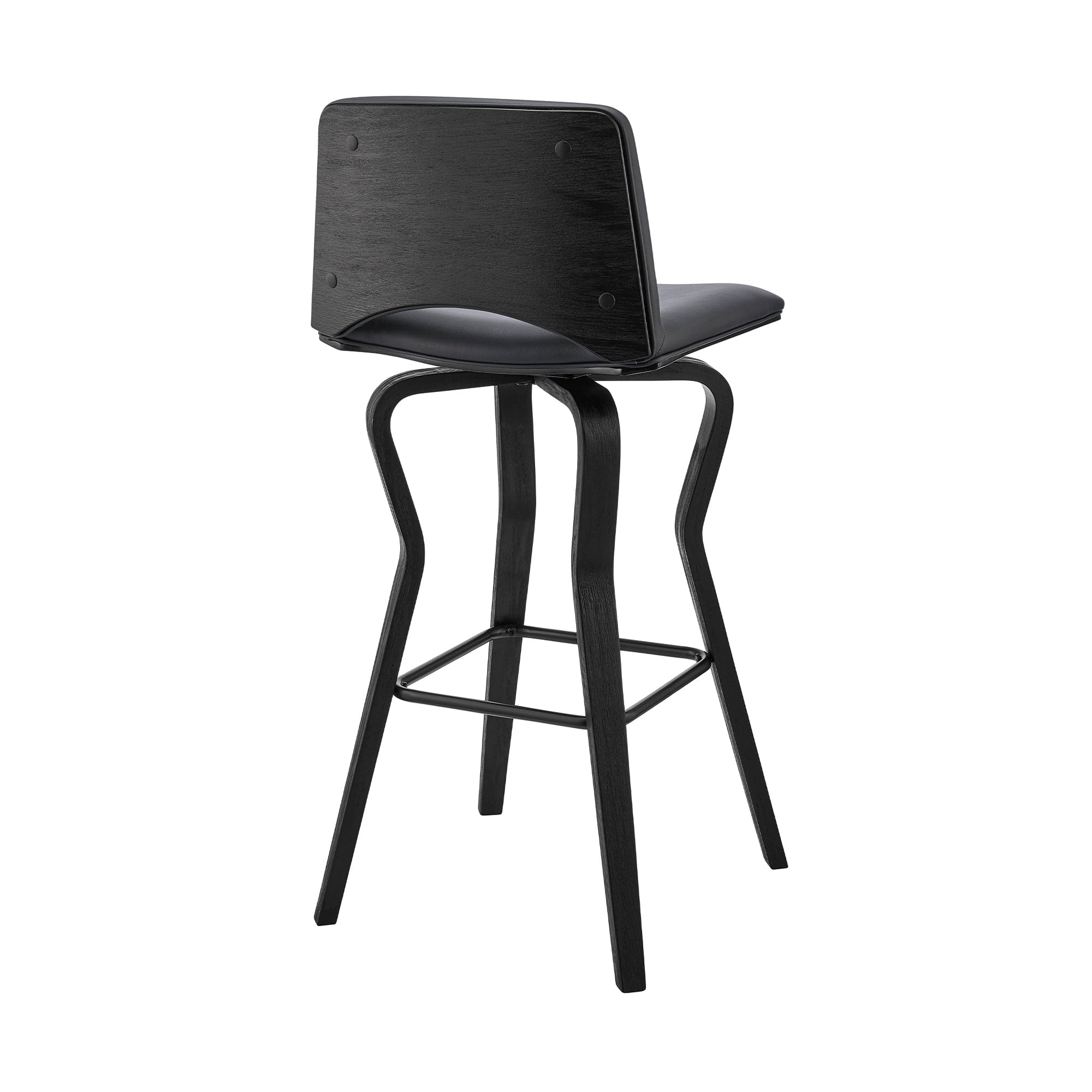 Armen Living Barstool Armen Living | Gerty 26" Swivel Grey Faux Leather and Black Wood Bar Stool | LCGYBABLGR26