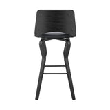 Armen Living Barstool Armen Living | Gerty 26" Swivel Grey Faux Leather and Black Wood Bar Stool | LCGYBABLGR26