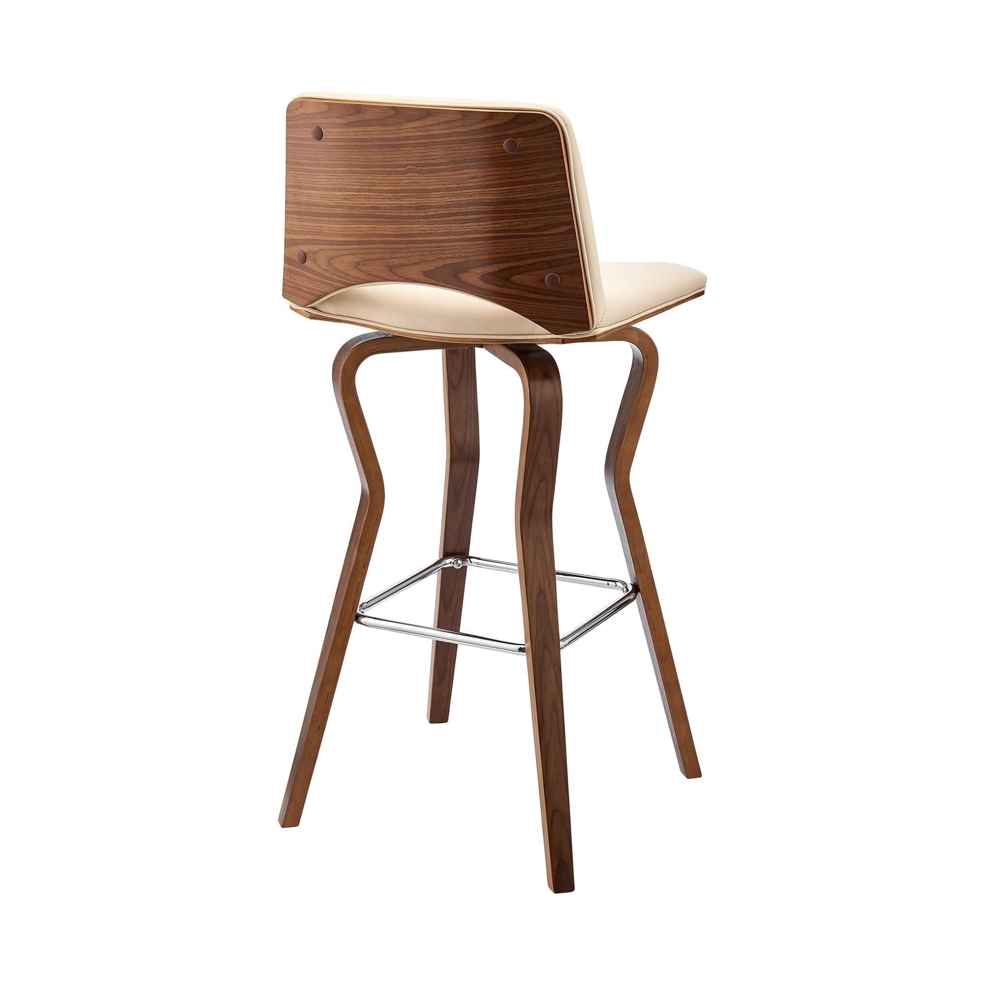 Armen Living Barstool Armen Living | Gerty 30" Swivel Cream Faux Leather and Walnut Wood Bar Stool | LCGYBAWACR30