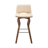 Armen Living Barstool Armen Living - Gerty 30" Swivel Cream Faux Leather and Walnut Wood Bar Stool | LCGYBAWACR30