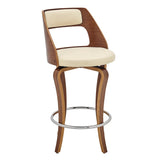 Armen Living Barstool Armen Living | Grady 25" Swivel Cream Faux Leather and Walnut Wood Bar Stool | LCGRBAWACR26