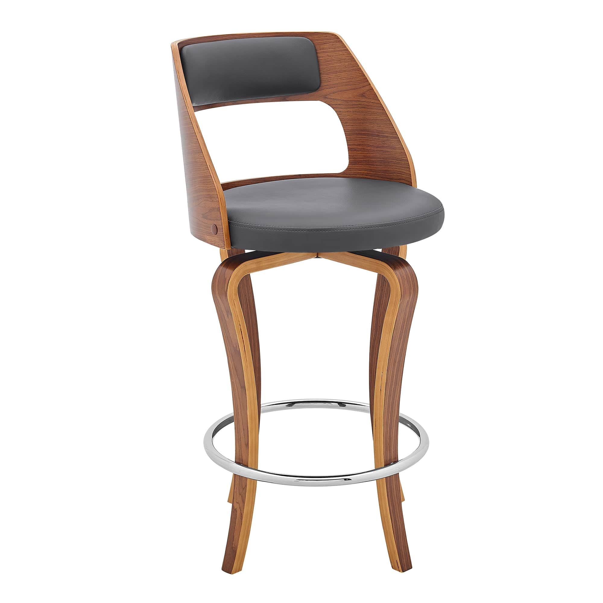 Armen Living Barstool Armen Living - Grady 25" Swivel Cream Faux Leather and Walnut Wood Bar Stool | LCGRBAWACR26