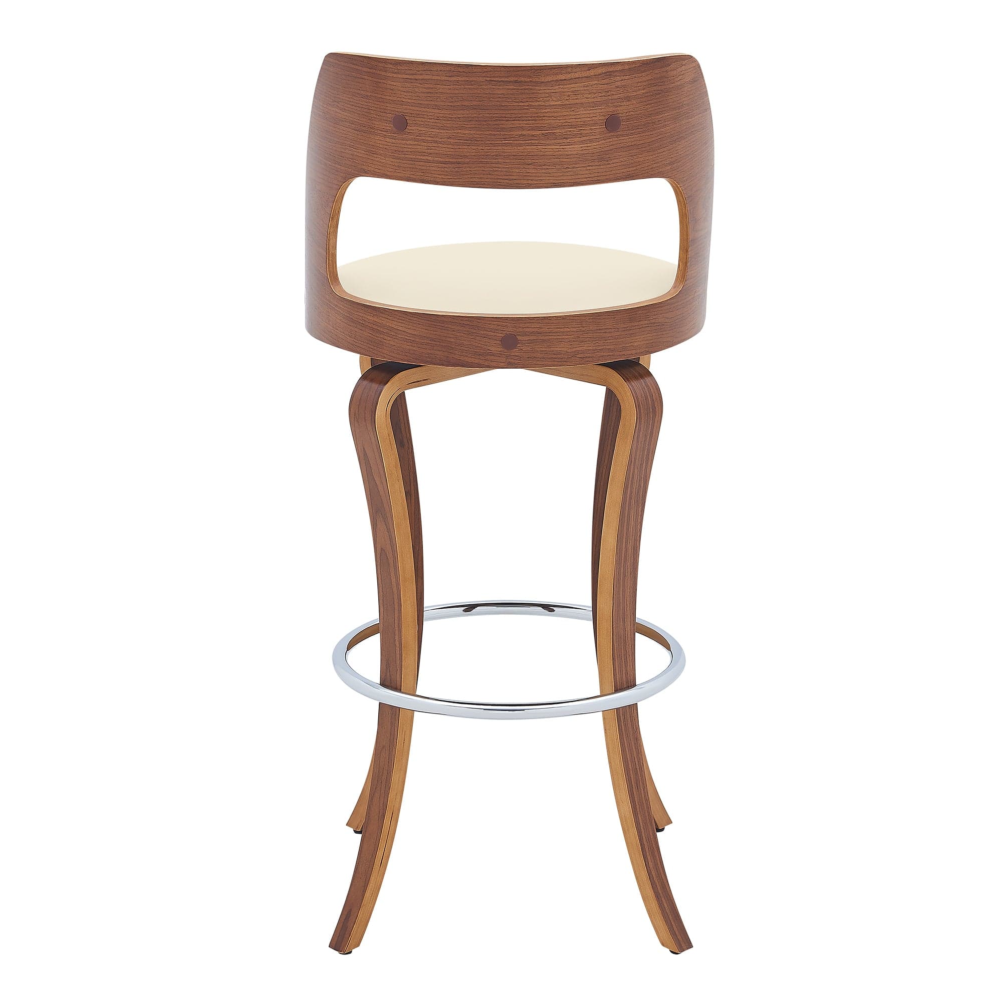 Armen Living Barstool Armen Living | Grady 29" Swivel Cream Faux Leather and Walnut Wood Bar Stool | LCGRBAWACR30