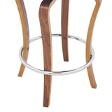 Armen Living Barstool Armen Living | Grady 29" Swivel Gray Faux Leather and Walnut Wood Bar Stool | LCGRBAWAGR30