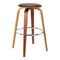 Armen Living Barstool Armen Living | Harbor 26" Counter Height Backless Swivel Brown Faux Leather and Walnut Wood Mid-Century Modern Bar Stool | LCHBBABRWA26