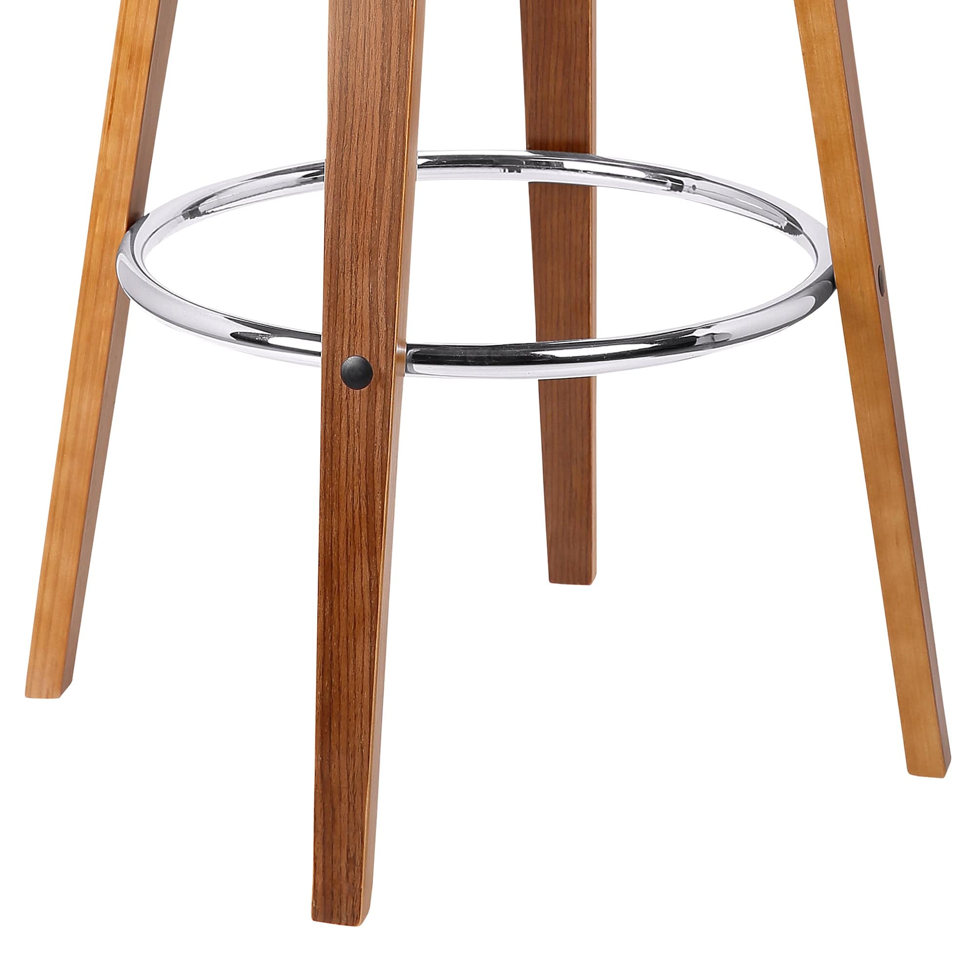 Armen Living Barstool Armen Living | Harbor 26" Counter Height Backless Swivel Brown Faux Leather and Walnut Wood Mid-Century Modern Bar Stool | LCHBBABRWA26