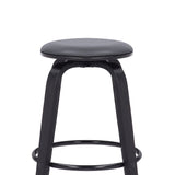 Armen Living Barstool Armen Living | Harbor 26" Counter Height Backless Swivel Grey Faux Leather and Black Wood Mid-Century Modern Bar Stool | LCHBBAGRBL26