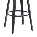 Armen Living Barstool Armen Living | Harbor 26" Counter Height Backless Swivel Grey Faux Leather and Black Wood Mid-Century Modern Bar Stool | LCHBBAGRBL26