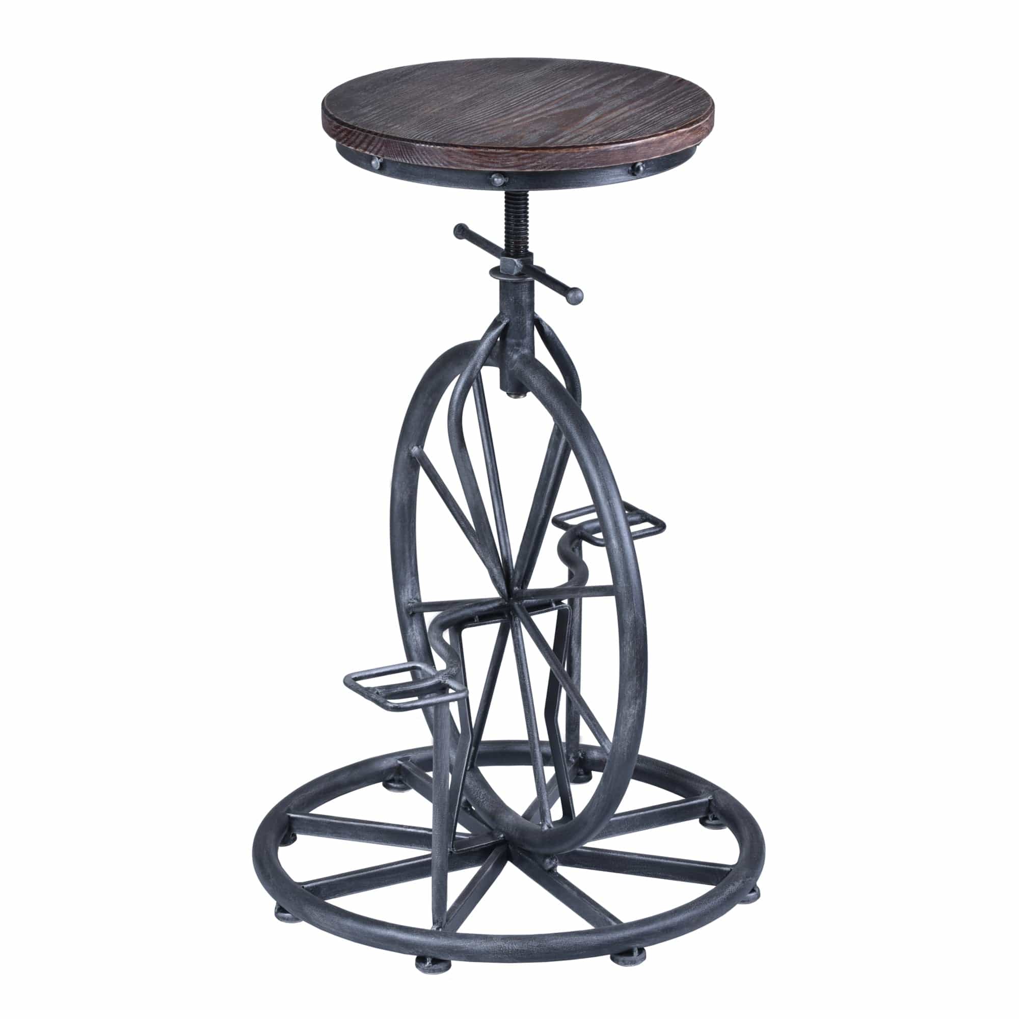 Armen Living Barstool Armen Living - Harlem Adjustable Height Swivel Pine Wood and Metal Bicycle Bar Stool | LCHASTSBPI