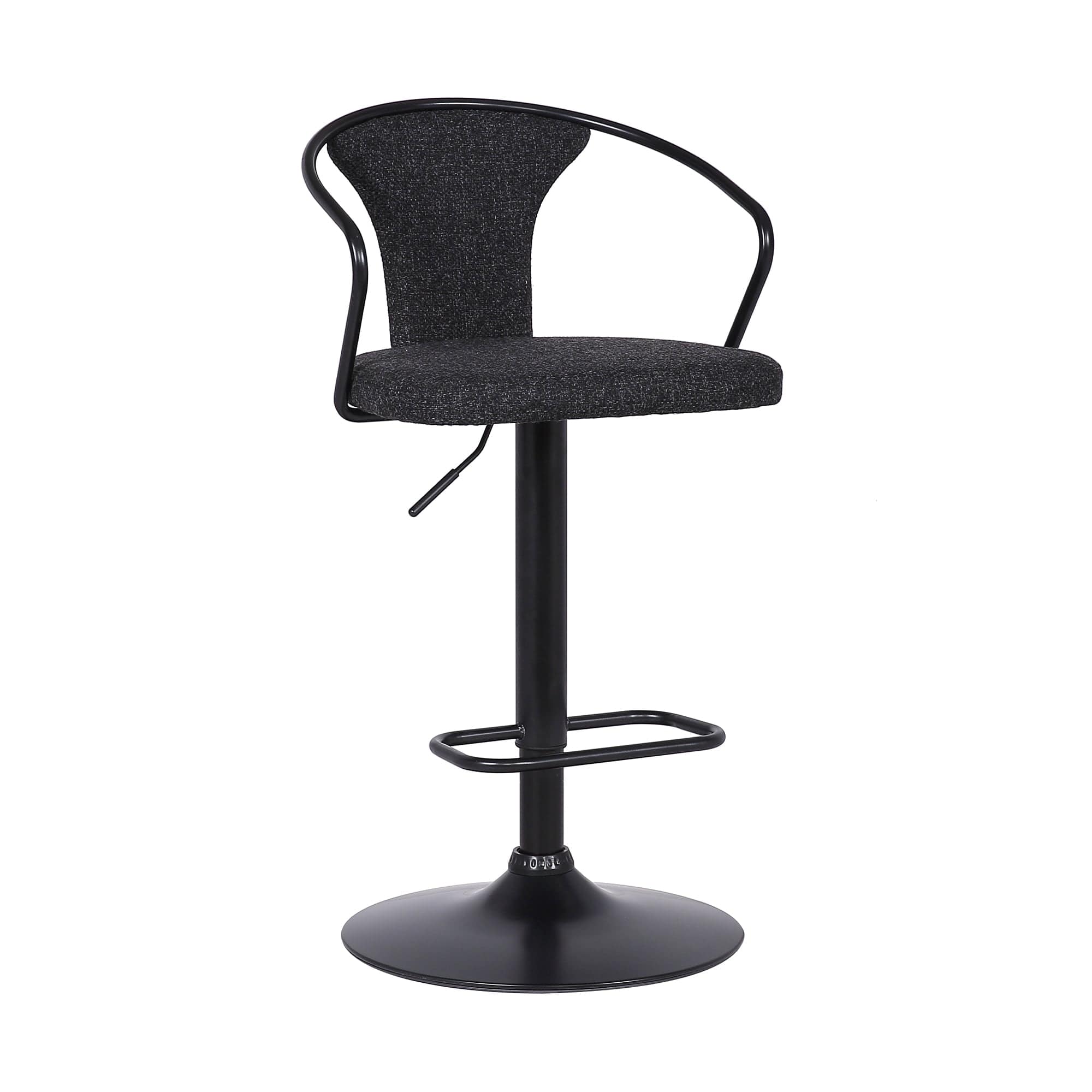 Armen Living Barstool Armen Living - Ian Contemporary Adjustable Barstool in Black Powder Coated Finish and Black Fabric | LCIASWBABLBL