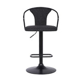 Armen Living Barstool Armen Living - Ian Contemporary Adjustable Barstool in Black Powder Coated Finish and Black Fabric | LCIASWBABLBL