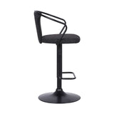 Armen Living Barstool Armen Living - Ian Contemporary Adjustable Barstool in Black Powder Coated Finish and Black Fabric | LCIASWBABLBL