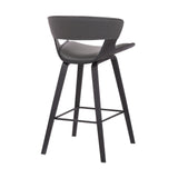 Armen Living Barstool Armen Living | Jagger Modern 26" Wood and Faux Leather Counter Height Bar Stool | LCJGBABLGR26