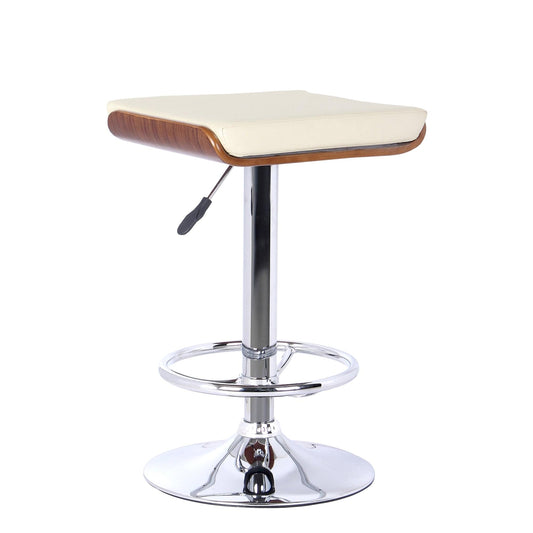 Armen Living Barstool Armen Living - Java Barstool in Chrome finish with Walnut wood and Cream Faux Leather | LCJABACRWA