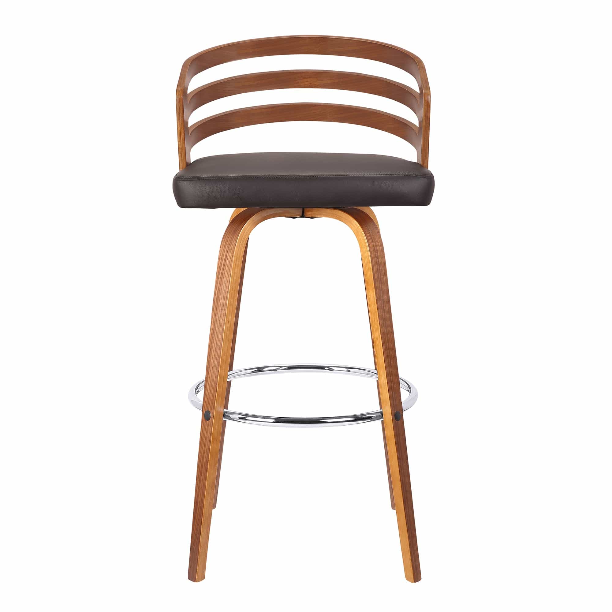 Armen Living Barstool Armen Living - Jayden 26" Counter Height Swivel Brown Faux Leather and Walnut Wood Bar Stool | LCJYBABRWA26