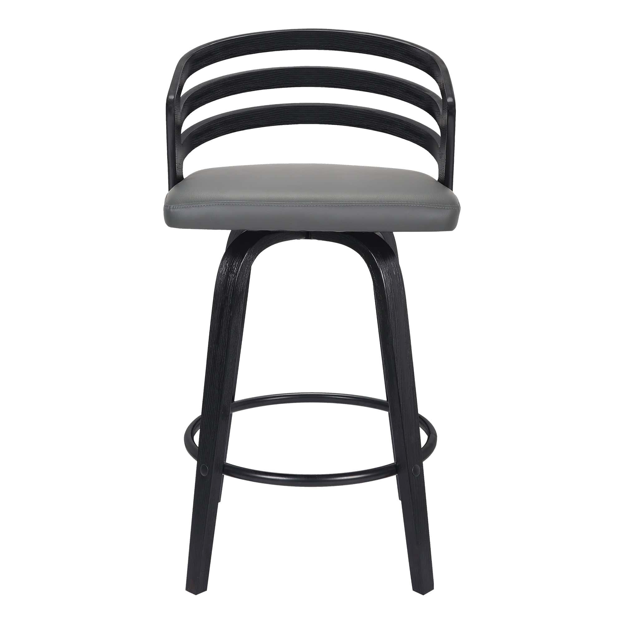 Armen Living Barstool Armen Living - Jayden 26" Counter Height Swivel Grey Faux Leather and Black Wood Bar Stool | LCJYBAGRBL26