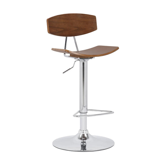 Armen Living Barstool Armen Living | Jett Adjustable Walnut and Chrome Bar Stool | LCJEBAWA