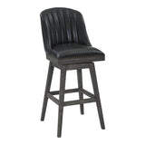 Armen Living Barstool Armen Living - Journey 30" Bar Height Swivel Brown Onyx Faux Leather and American Grey Wood Bar Stool | LCJRBAGRON30