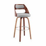 Armen Living Barstool Armen Living - Julius 26" Gray Faux Leather and Walnut Wood Bar Stool | LCJUBAWAGR26