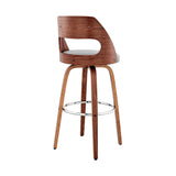 Armen Living Barstool Armen Living - Julius 26" Gray Faux Leather and Walnut Wood Bar Stool | LCJUBAWAGR26