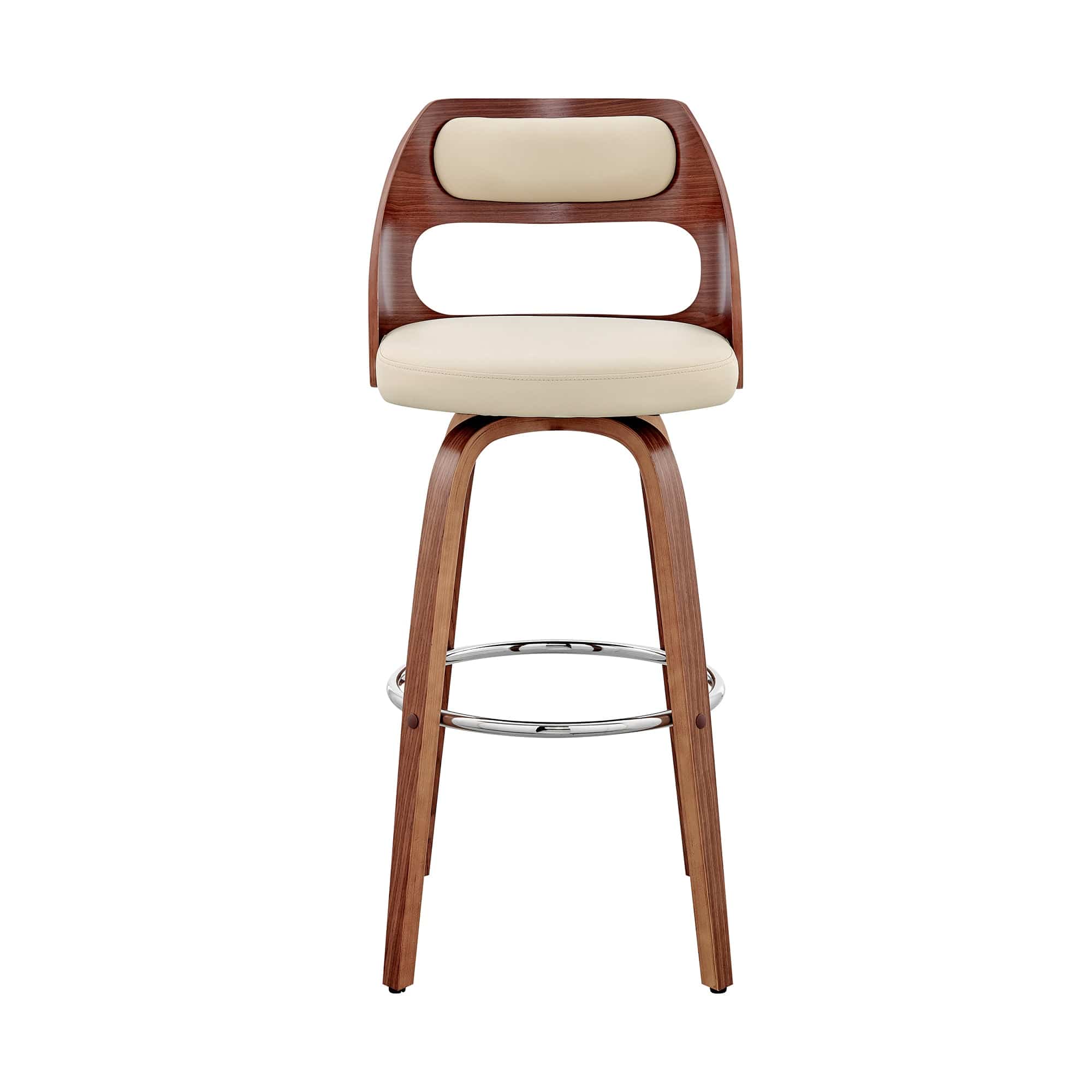 Armen Living Barstool Armen Living - Julius 26" Gray Faux Leather and Walnut Wood Bar Stool | LCJUBAWAGR26