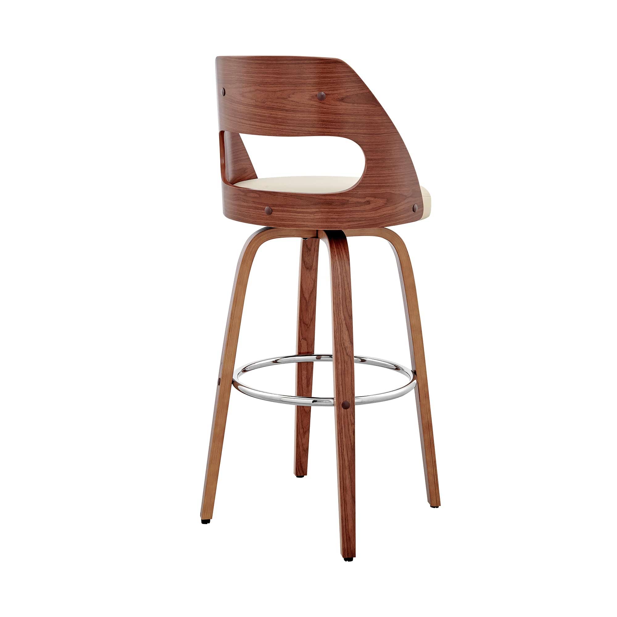 Armen Living Barstool Armen Living - Julius 26" Gray Faux Leather and Walnut Wood Bar Stool | LCJUBAWAGR26