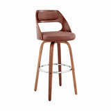 Armen Living Barstool Armen Living - Julius 26" Gray Faux Leather and Walnut Wood Bar Stool | LCJUBAWAGR26