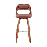 Armen Living Barstool Armen Living - Julius 26" Gray Faux Leather and Walnut Wood Bar Stool | LCJUBAWAGR26