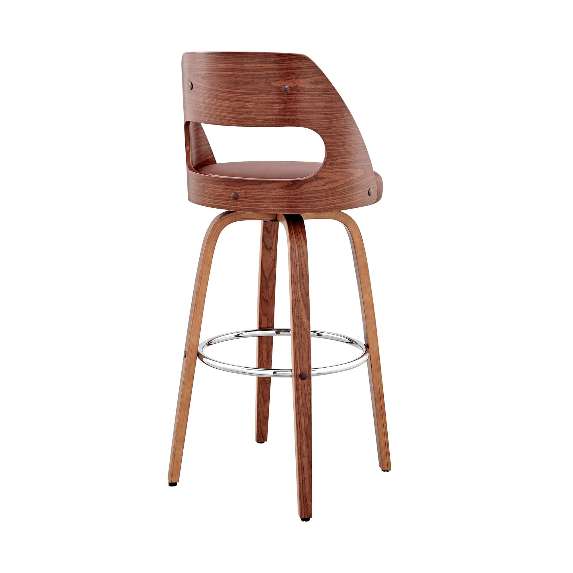 Armen Living Barstool Armen Living - Julius 26" Gray Faux Leather and Walnut Wood Bar Stool | LCJUBAWAGR26