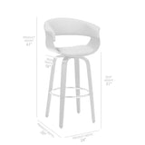 Armen Living Barstool Armen Living | Julyssa 30" Bar Height Swivel Cream Faux Leather and Walnut Wood Bar Stool | LCJSBAWACR30