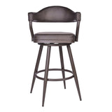Armen Living Barstool Armen Living - Justin 26" Counter Height Swivel Vintage Brown Faux Leather Bar Stool with Brown Metal Legs | LCJTBABRBR26