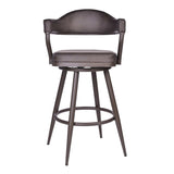 Armen Living Barstool Armen Living - Justin 30" Bar Height Swivel Vintage Brown Faux Leather Bar Stool with Brown Metal Legs | LCJTBABRBR30