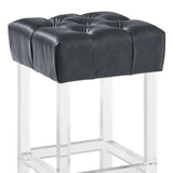 Armen Living Barstool Armen Living - Kara Contemporary 26" Counter Height Barstool in Gray Faux Leather with Acrylic Legs | LCKABAGR26