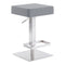 Armen Living Barstool Armen Living | Kaylee Adjustable Height Swivel Grey Faux Leather and Brushed Stainless Steel Backless Bar Stool | LCKLSWBABSGR