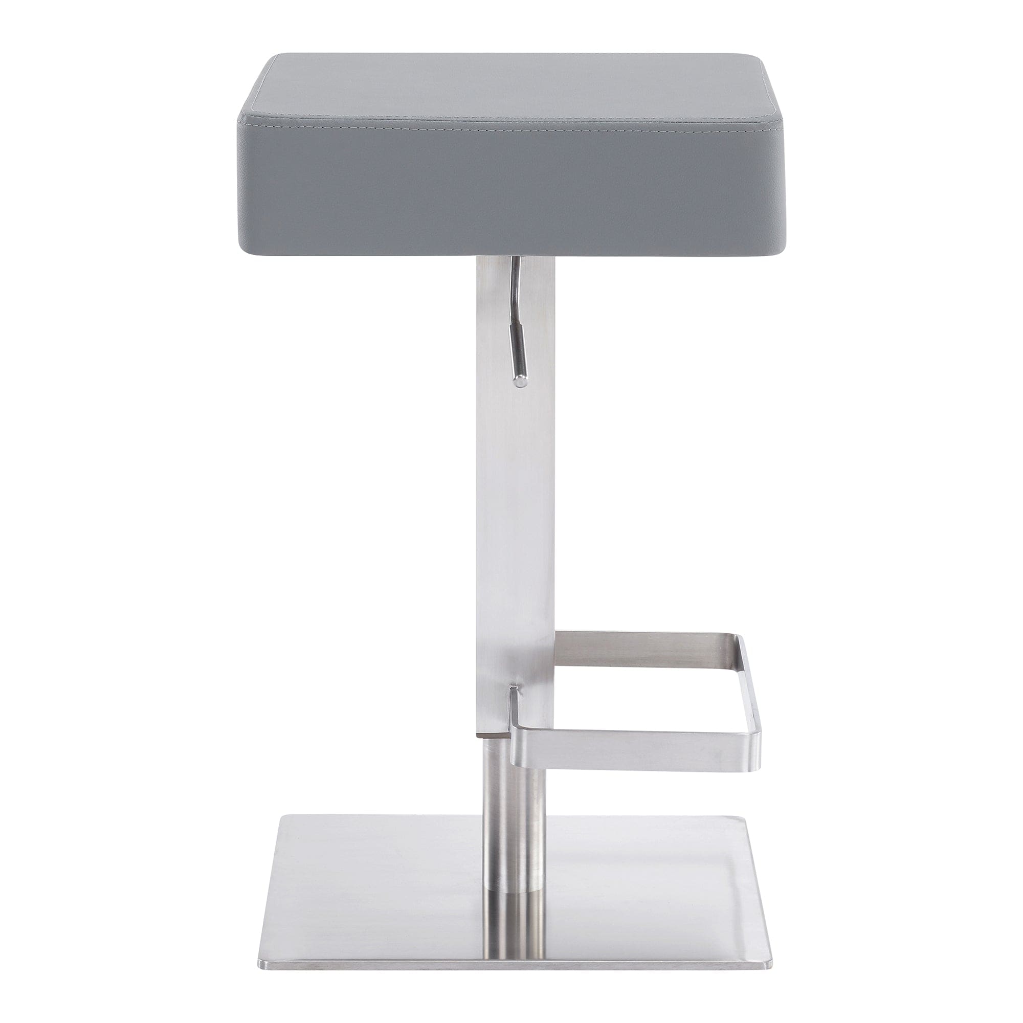 Armen Living Barstool Armen Living - Kaylee Adjustable Height Swivel Grey Faux Leather and Brushed Stainless Steel Backless Bar Stool | LCKLSWBABSGR