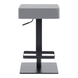 Armen Living Barstool Armen Living - Kaylee Adjustable Height Swivel Grey Faux Leather and Brushed Stainless Steel Backless Bar Stool | LCKLSWBABSGR