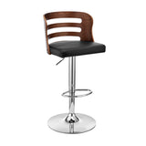 Armen Living Barstool Armen Living | Khalia Adjustable Swivel Black Faux Leather and Walnut Wood Bar Stool with Chrome Base | LCKHBAWABL