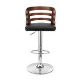 Armen Living Barstool Armen Living | Khalia Adjustable Swivel Black Faux Leather and Walnut Wood Bar Stool with Chrome Base | LCKHBAWABL